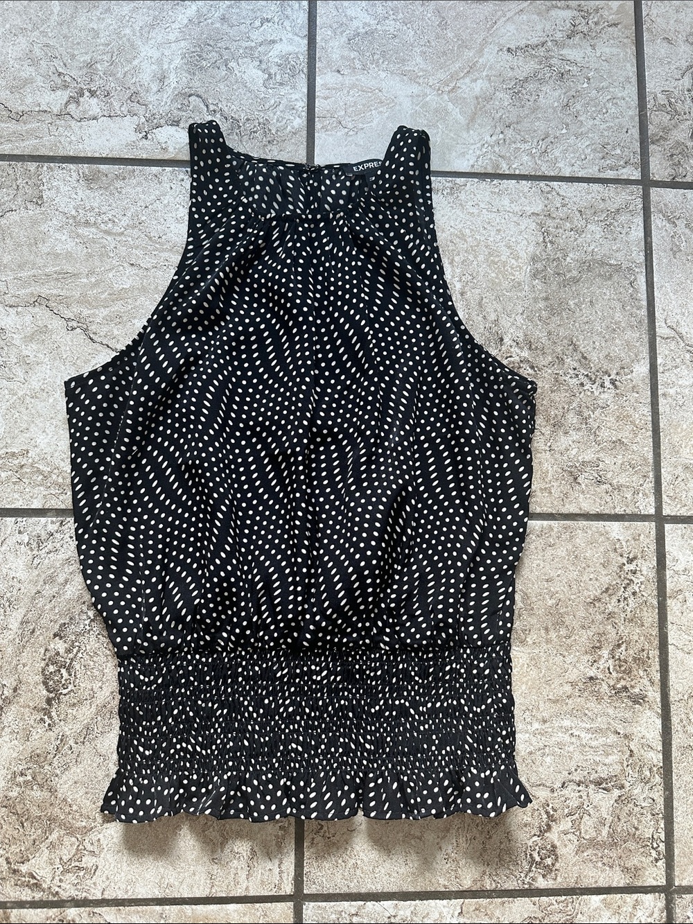Express black/white sleeveless blouse